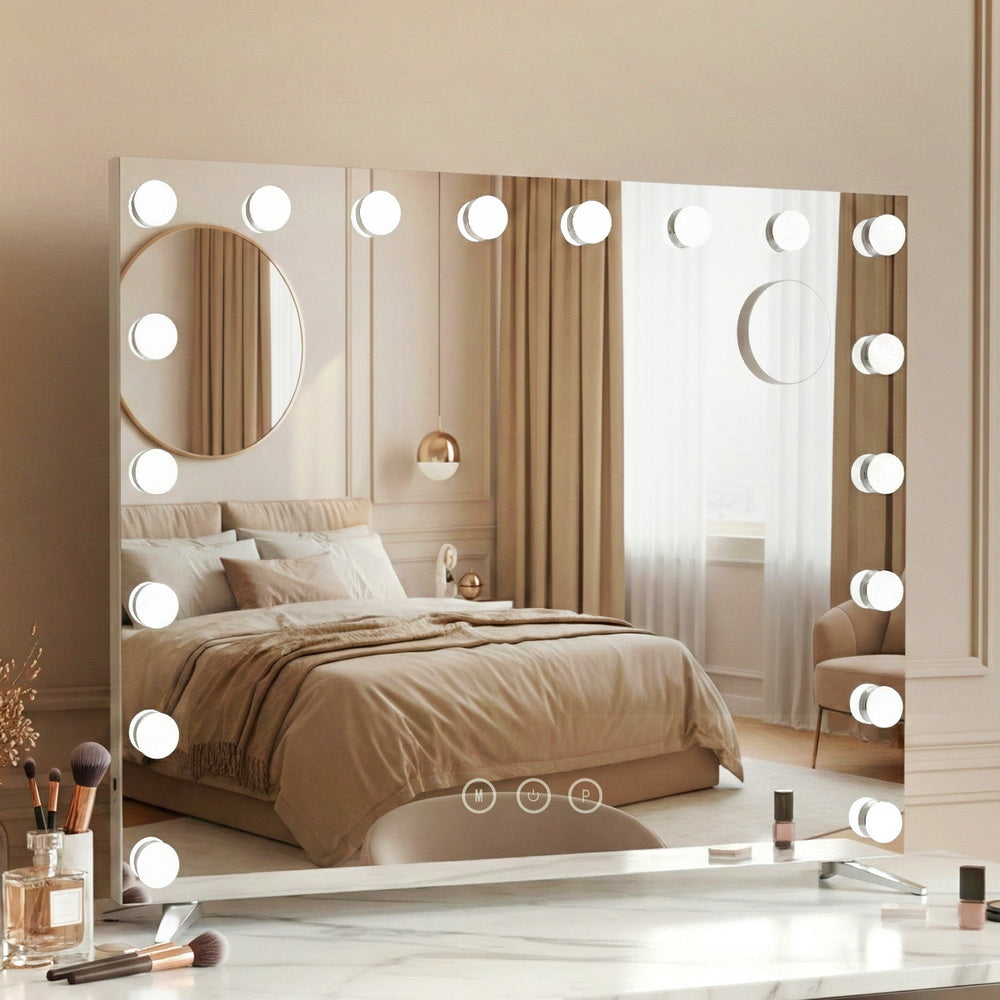80x65cm Embellir Makeup Mirror Hollywood Vanity with LED Light Silver Legs