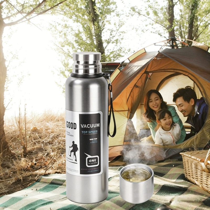 Antibacterial 316 Stainless Steel Vacuum Flask 800ml | Tea Infuser & Insulated Bottle for Hot/Cold Drinks (Bright silver)