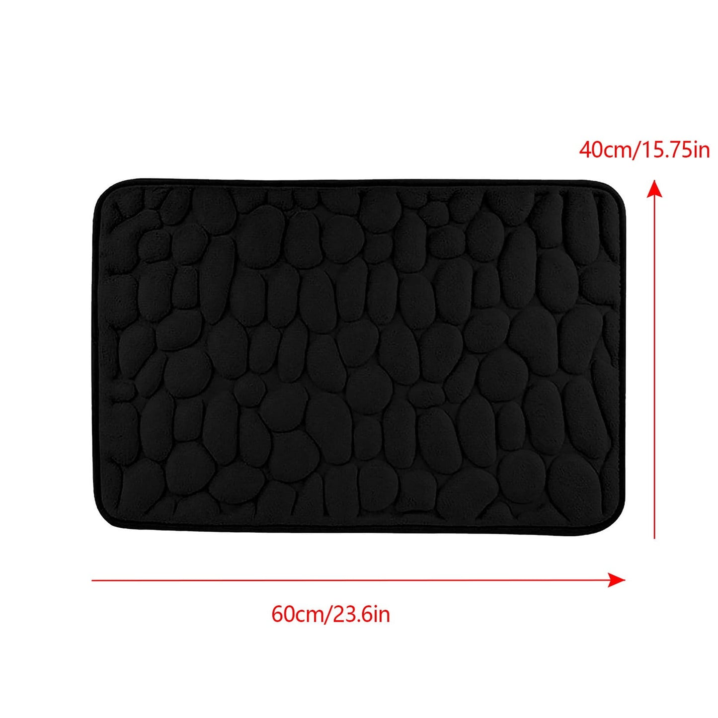 40 x 24 Inch Cotton Bathroom Floor Mat - Super Soft, Water Absorbent, Non-Slip, Machine Washable, Ideal for Bathroom, Bedroom, and Kitchen Black