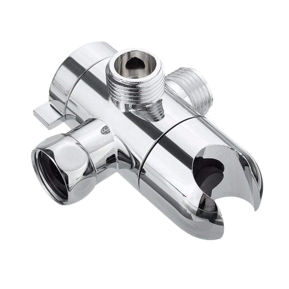 3-Way Diverter Valve, 1/2 Inch Shower Arm Diverter with Handheld Showerhead Bracket, Heavy-Duty Shower Head Arm Mounted Diverter, 1 Pcs, 3.4 Inches 3.4" Silver