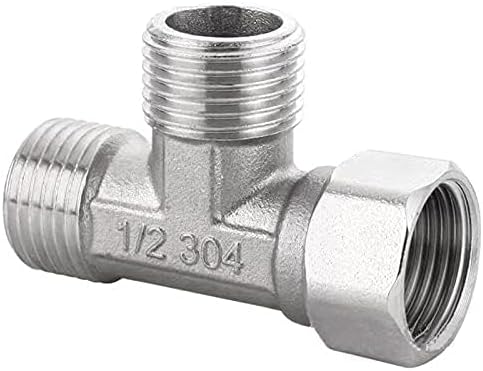 Stainless Steel 1/2" G 3 Way Diverter, Movable Cap Flexible Tee Connector for Angled Valve, Bidet, Sprayer, Shower Arm (All 3 way is 1/2 G threaded!!, Thread ID/OD is 19.8MM/3/4")