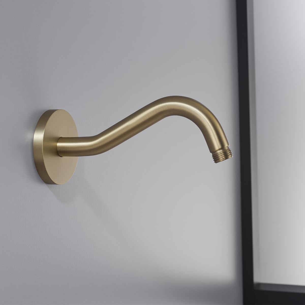 8 Inch Curved Shower Arm with Flange Brushed Gold S-Shape Shower Head Extension Arm Stainless Steel,Wall Mounted.RD-91068-8BG