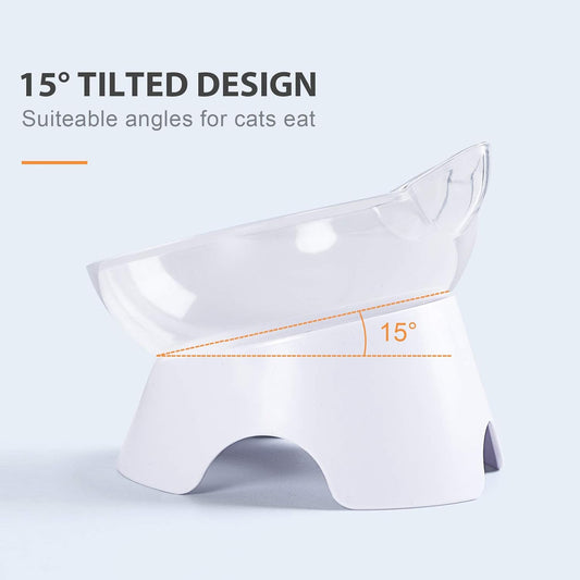 Anti Spill Tilted Cat Food Bowls, Whisker Fatigue Elevated Bowls Set for Cat and Puppy, Pet Bowl Holds About 1 Cup of Pet Food