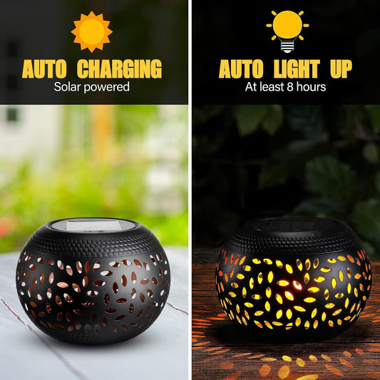 Solar Table Lanterns Outdoor Waterproof LED Lamp Black- Solar Powered Decorative Lantern for Indoor Desk Bedroom Patio Garden Pathway Yard(1 Pack