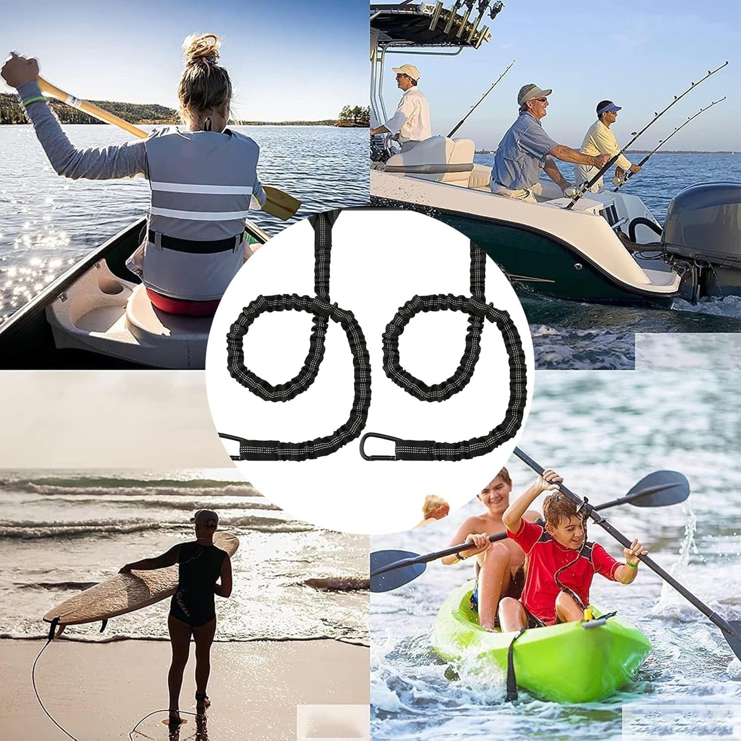 2 Pcs Kayak Paddle Leash, with Carabiner, Kayak Accessories Coiled Lanyard, Lightweight Coiled Kayak Rod Safety Rod Bungee Rod Leashes, for Longboards, Inflatable Paddleboard, Kayak
