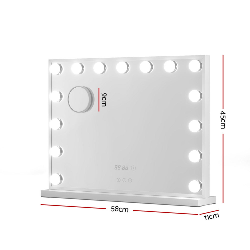 Embellir Makeup Mirror 58x45cm Hollywood Vanity with LED Light Tabletop White