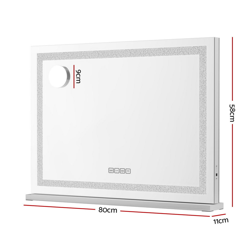 Embellir Bluetooth Makeup Mirror 80x58cm Hollywood Vanity with LED Light Crystal