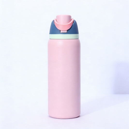 Insulated Stainless Steel Water Bottle ,Pink color blocking & 24 oz, BPA-Free, for Travel, Sports, Outdoors