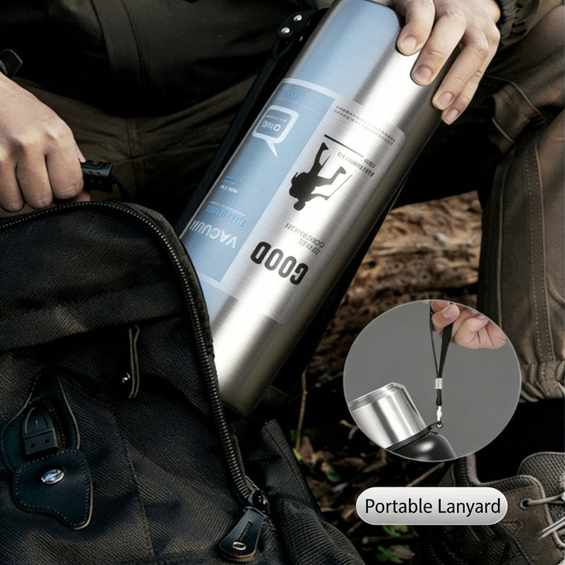 Antibacterial 316 Stainless Steel Vacuum Flask 800ml | Tea Infuser & Insulated Bottle for Hot/Cold Drinks (Bright silver)