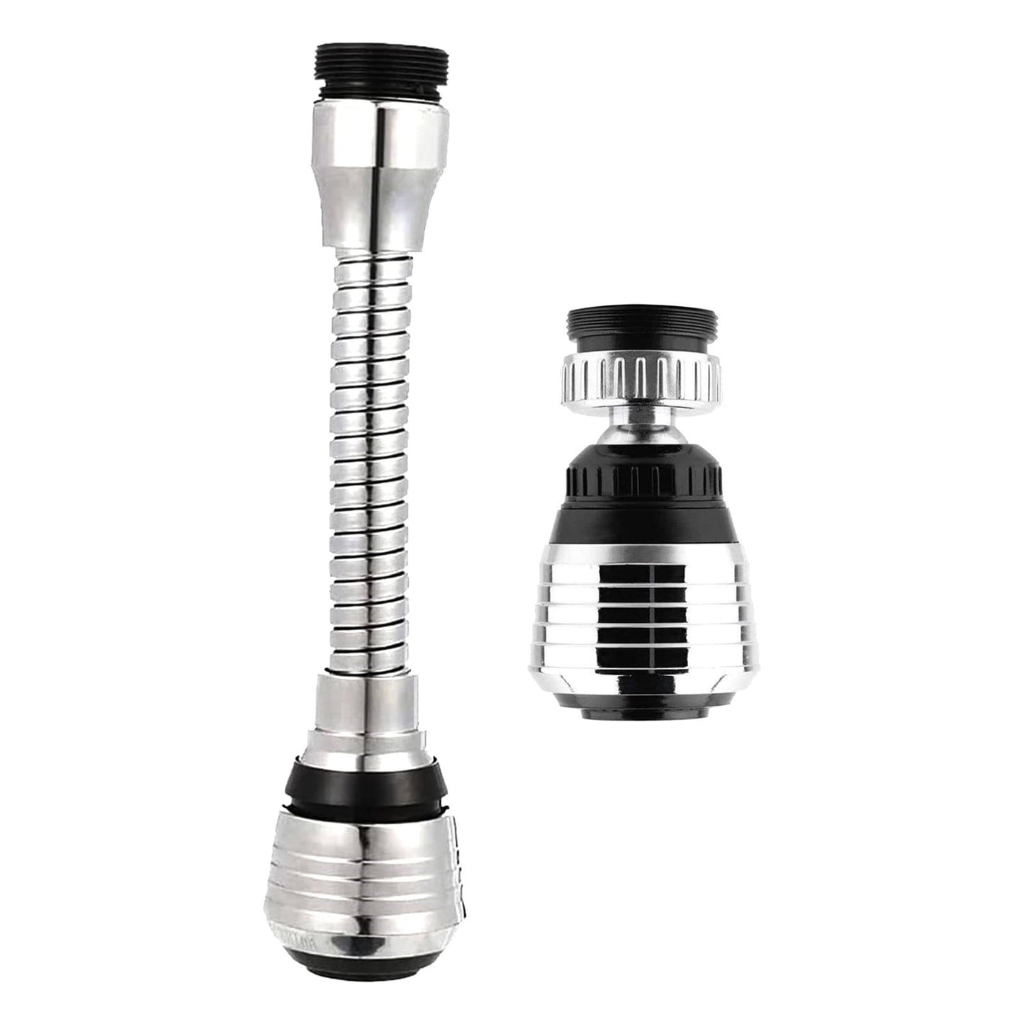 Flexible Faucet Sprayer Attachment, 360 ° Heavy Duty Kitchen Sink Aerator Extender ABS Polished Chrome for Cold Hot Water (Silver/1 Pcs) 0.94x2.55 1.33" x 6.1" Silver