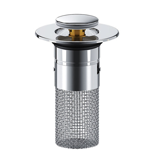 Bathroom Sink Stopper, Heavy Duty Hair Catcher, Pop Up Sink Drain Filter, for Bathroom Sink Stopper Replacement， Hair Catcher with Removable Stainless Steel Filter Basket, 1 Pcs, 2.36x3.15 2.36" x 3.15" Silver