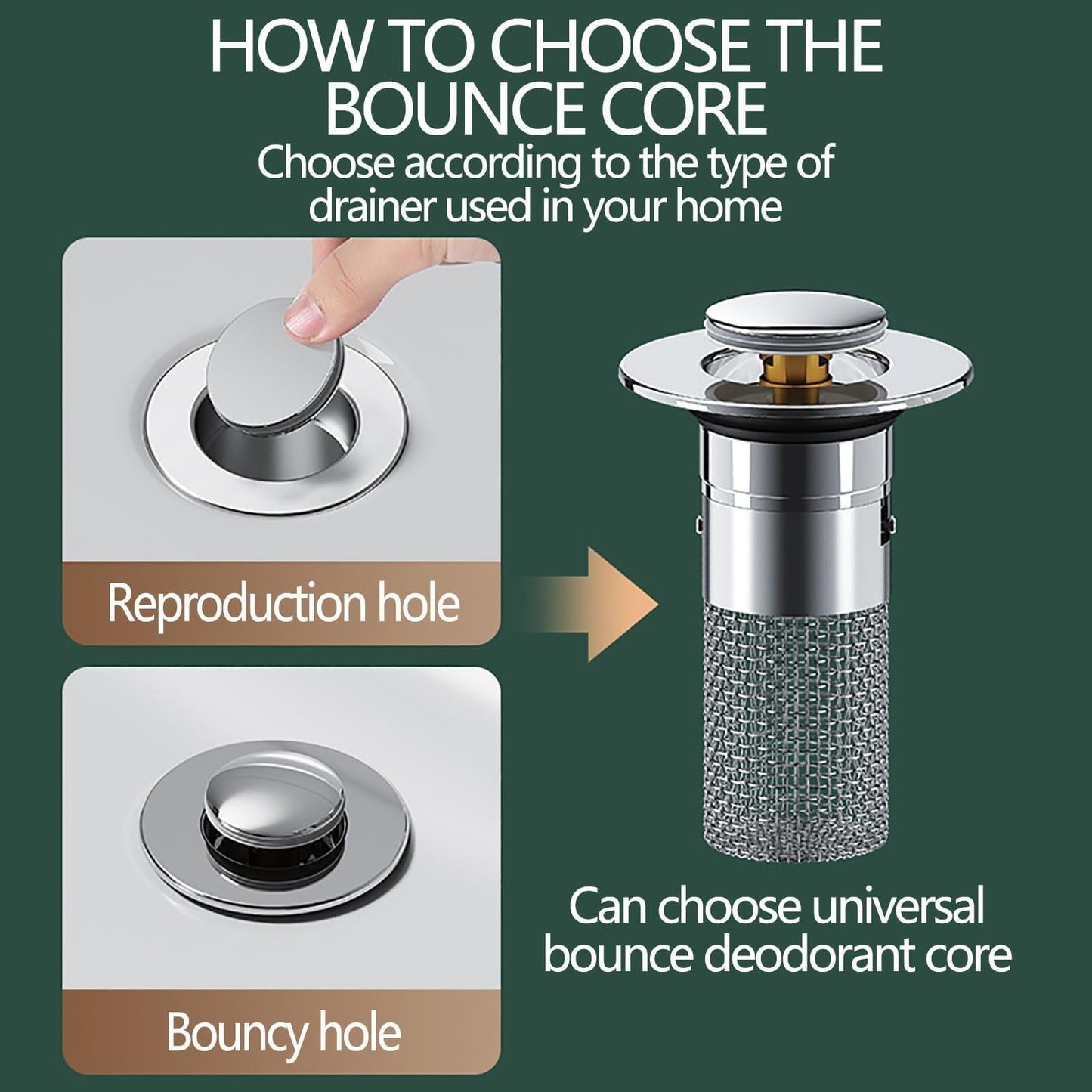 Bathroom Sink Stopper, Heavy Duty Hair Catcher, Pop Up Sink Drain Filter, for Bathroom Sink Stopper Replacement， Hair Catcher with Removable Stainless Steel Filter Basket, 1 Pcs, 2.36x3.15 2.36" x 3.15" Silver