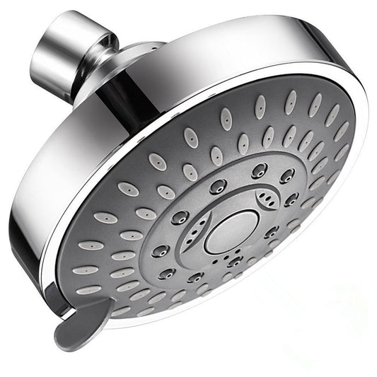 High Pressure Shower Head, Heavy Duty High Flow Pressure Rain, Fixed Showerhead 5-Setting with Bathroom Showerhead with Adjustable Brass Ball Joint, 1 Pcs, 4x3.25 4" x 3.25" Silver