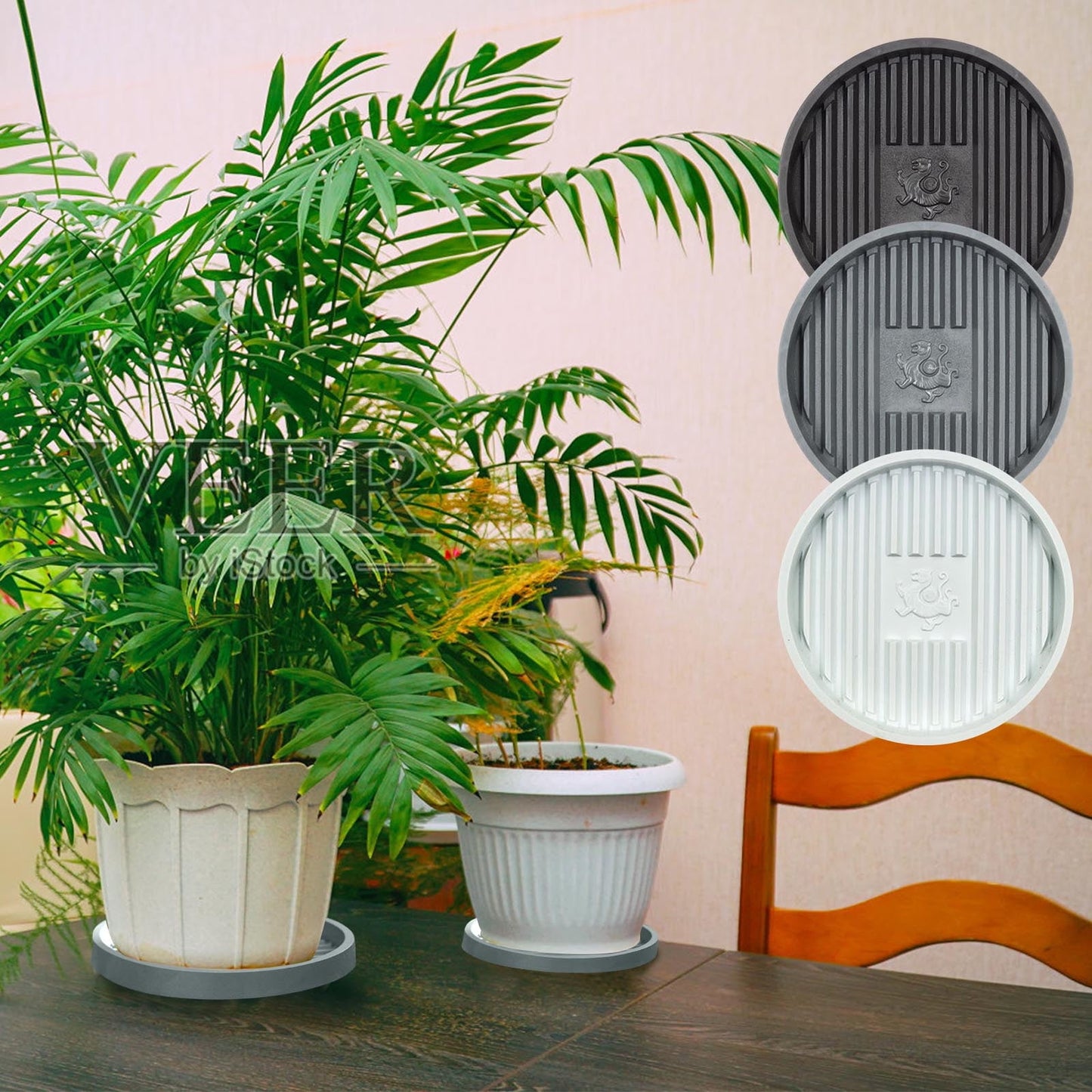 Universal Plunger Tray and Mat,Toilet Plunger Holder with Drip Tray,Quick Air Drying for Bathroom and Kitchen,Thick Plastic Plant Saucer for Indoor Outdoor Potted Plants Black