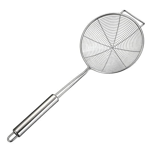 Strainer Spider Skimmers for Kitchen Cooking and Frying Food, Stainless Steel Slotted Spoon Pasta Strainers Tomato Food Strainer Skimmer Ladle For Pasta, 1 Pcs, 15.94x6.3 17.72" x 7.87" Silver
