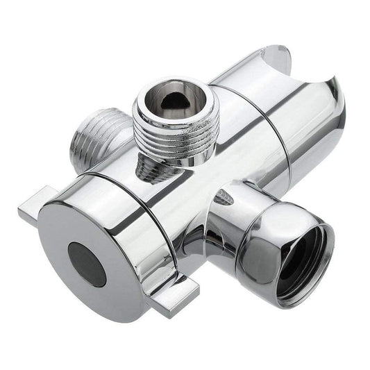 3-Way Diverter Valve, 1/2 Inch Shower Arm Diverter with Handheld Showerhead Bracket, Heavy-Duty Shower Head Arm Mounted Diverter, 1 Pcs, 3.4 Inches 3.4" Silver