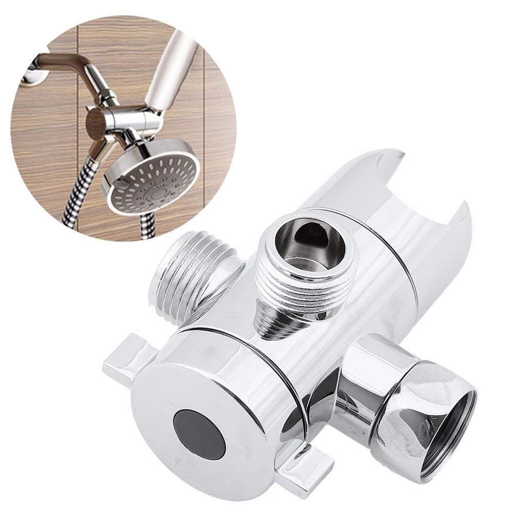 3-Way Diverter Valve, 1/2 Inch Shower Arm Diverter with Handheld Showerhead Bracket, Heavy-Duty Shower Head Arm Mounted Diverter, 1 Pcs, 3.4 Inches 3.4" Silver