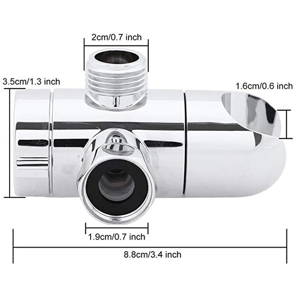 3-Way Diverter Valve, 1/2 Inch Shower Arm Diverter with Handheld Showerhead Bracket, Heavy-Duty Shower Head Arm Mounted Diverter, 1 Pcs, 3.4 Inches 3.4" Silver