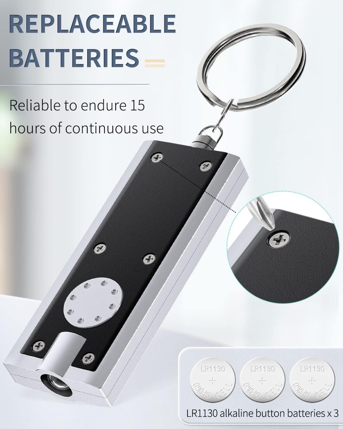 10 Pack Mini LED Keychain Flashlight 12 Lumen Portable Ultra Bright Light Battery Powered Flat Black Torch for EDC Outdoor Camping Hiking and Emergency Lighting (Batteries Included)