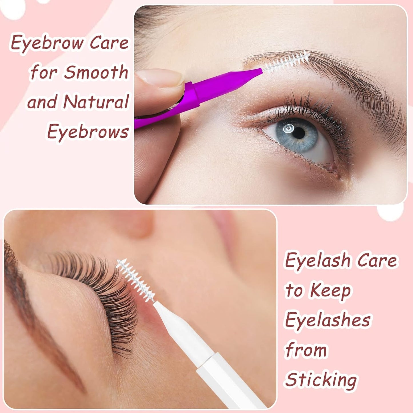 100Pcs Micro Eyebrow Brush, Eyelash Comb Brush with Cap, Multifunctional Brow Lamination Brush Eyebrow Spoolies for Eyebrows, Portable Brow Brushes for Eyebrows Eyelash Extensions Tool, 5 Colors