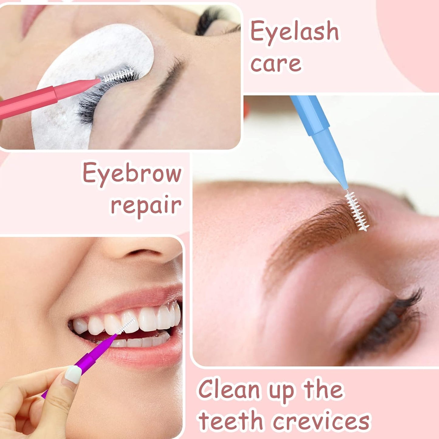 100Pcs Micro Eyebrow Brush, Eyelash Comb Brush with Cap, Multifunctional Brow Lamination Brush Eyebrow Spoolies for Eyebrows, Portable Brow Brushes for Eyebrows Eyelash Extensions Tool, 5 Colors