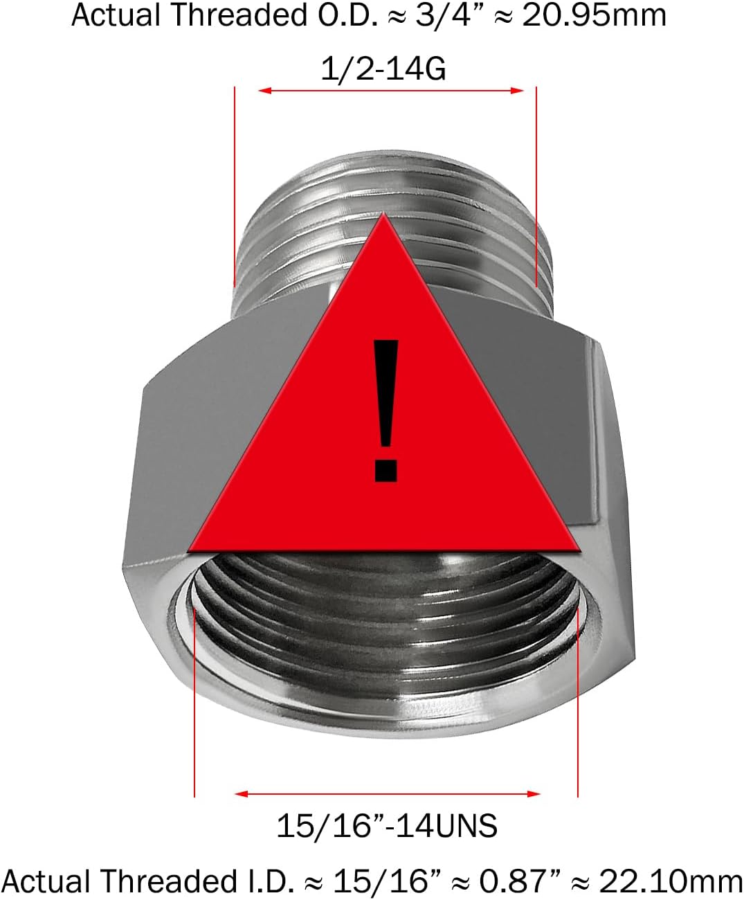 7/8 Female threaded (I.D:15/16) to 1/2 Male threaded (O.D:3/4) Toilet Bidet Hose Pipe Adapter Connector(Pls check your size!)