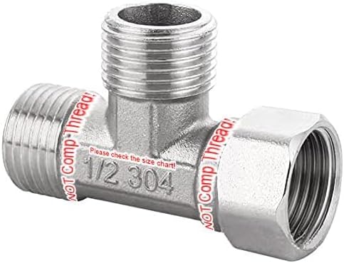Stainless Steel 1/2" G 3 Way Diverter, Movable Cap Flexible Tee Connector for Angled Valve, Bidet, Sprayer, Shower Arm (All 3 way is 1/2 G threaded!!, Thread ID/OD is 19.8MM/3/4")