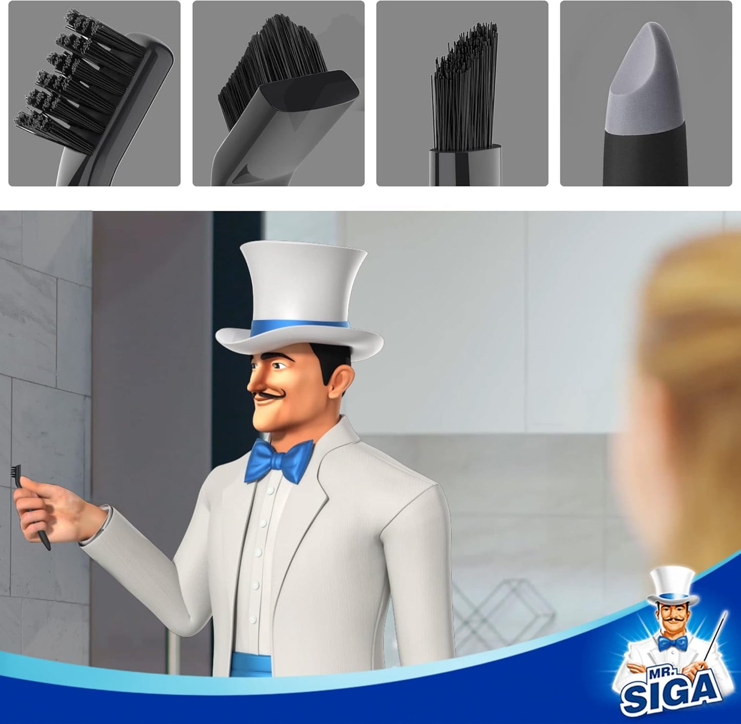 Grout Cleaner Brush Set - Detail Cleaning Brush Set for Tile, Sink, Drain, Grout and Edge, Crevice Cleaning