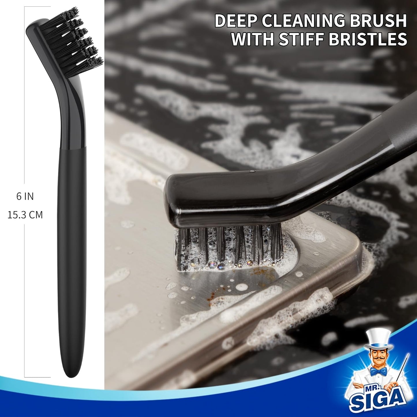 Grout Cleaner Brush Set - Detail Cleaning Brush Set for Tile, Sink, Drain, Grout and Edge, Crevice Cleaning