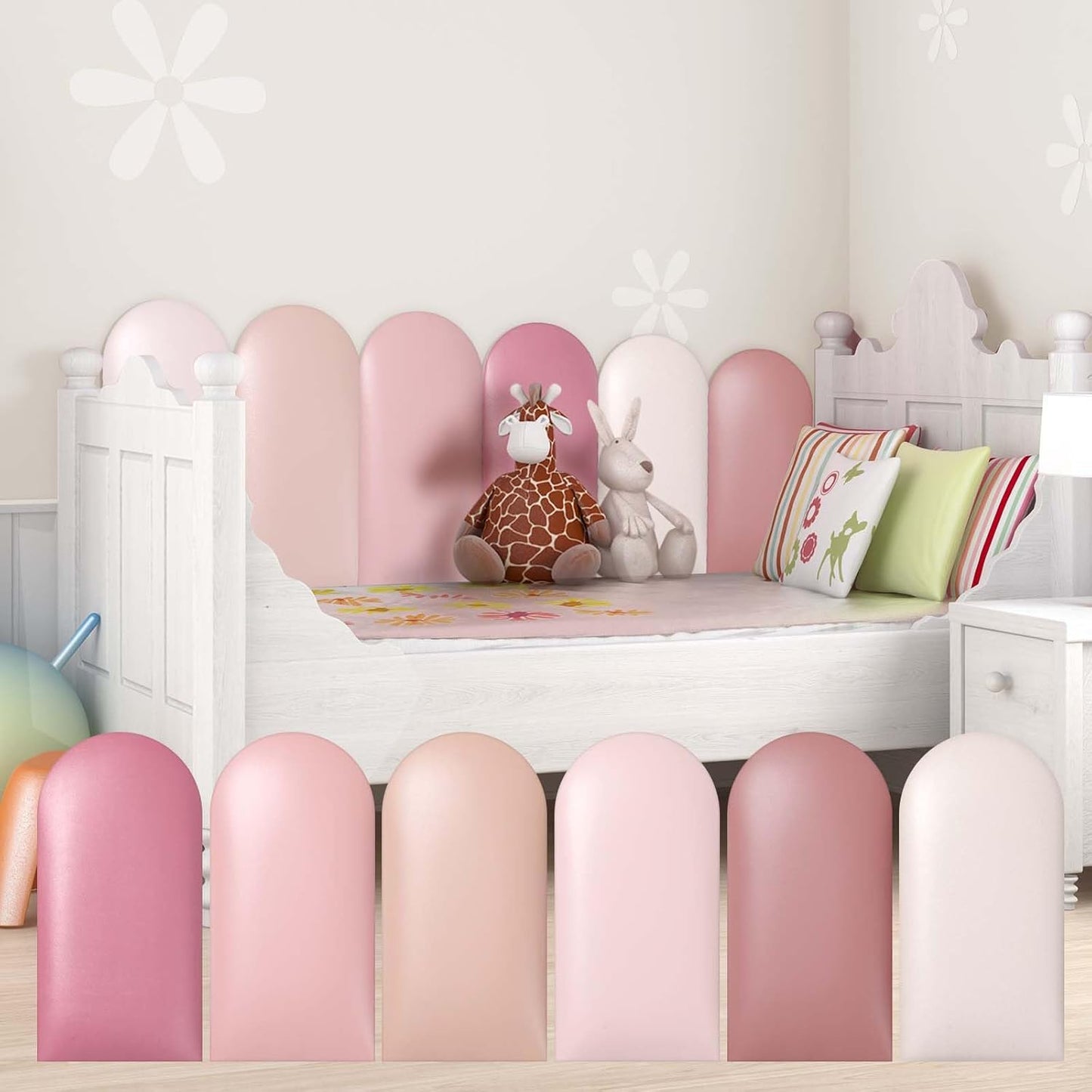 6 Pcs Wall Padding for Kids with Autism Playroom Anti Collision 3D 15. 75 x 7. 87 Inch Peel and Stick Headboard Upholstered Wall Panels for Nursery Protection(Pink Series)