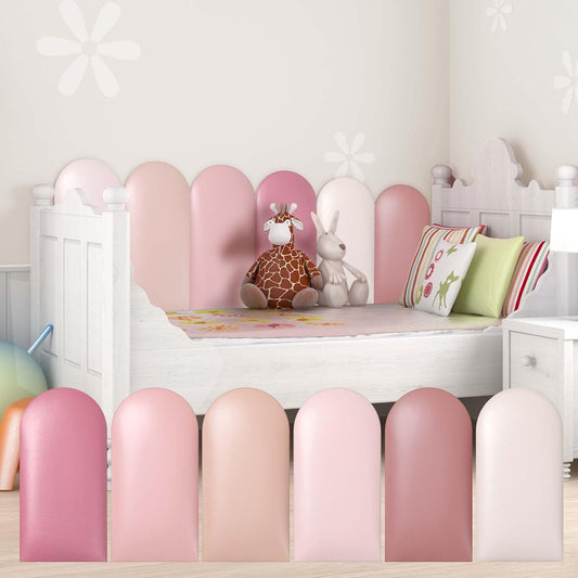 6 Pcs Wall Padding for Kids with Autism Playroom Anti Collision 3D 15. 75 x 7. 87 Inch Peel and Stick Headboard Upholstered Wall Panels for Nursery Protection(Pink Series)