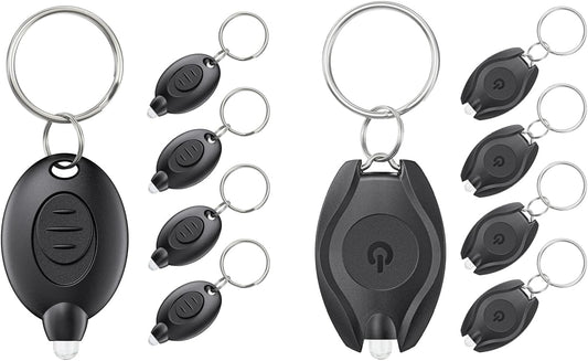 10 Pack LED Keychain Flashlight Mini LED Keychain Light Portable Ultra Bright Battery Powered Key Ring Torch for Outdoor Camping Hiking and Emergency Lighting, Black Shell