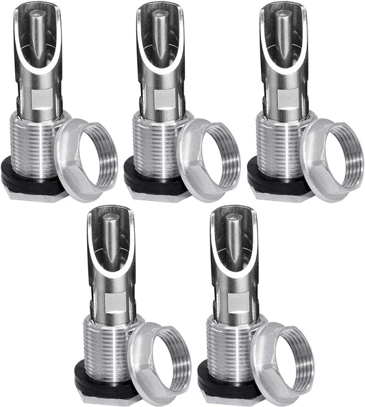 304 Stainless Steel Pig Nipple Waterer with 1/2 Female Bulkhead Fittings for Barrel Kit Feeder Automatic Water Drinker Durable Antirust (Set of 5)