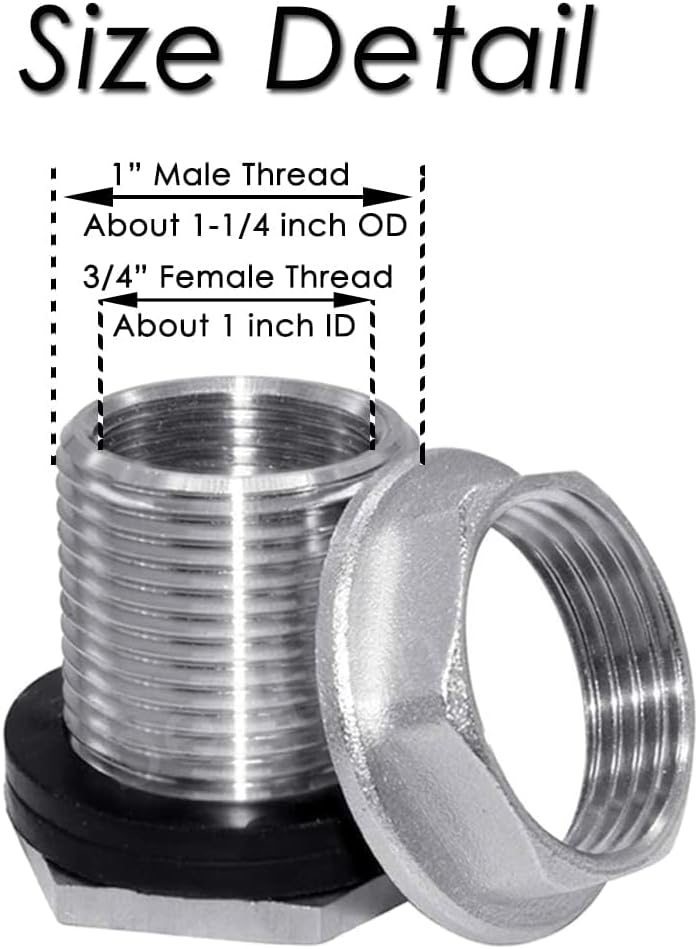 Spigot Rain Barrel Faucet Kit Stainless Steel 3/4" GHT Rain Barrel Valve with 3/4" Female Bulkhead Fitting Adapter Water Tanks, Aquariums, Tubs, Pools