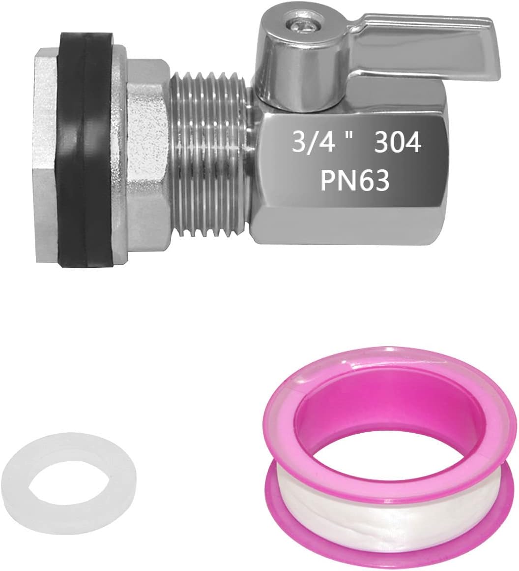 Spigot Rain Barrel Faucet Kit Stainless Steel 3/4" GHT Rain Barrel Valve with 3/4" Female Bulkhead Fitting Adapter Water Tanks, Aquariums, Tubs, Pools