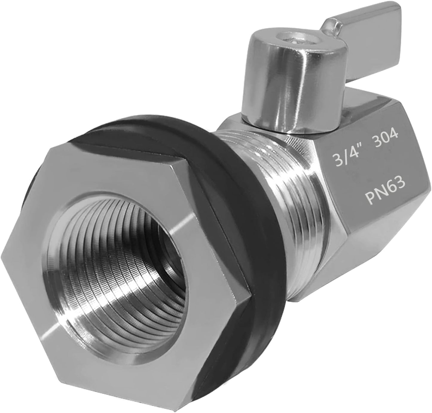 Spigot Rain Barrel Faucet Kit Stainless Steel 3/4" GHT Rain Barrel Valve with 3/4" Female Bulkhead Fitting Adapter Water Tanks, Aquariums, Tubs, Pools