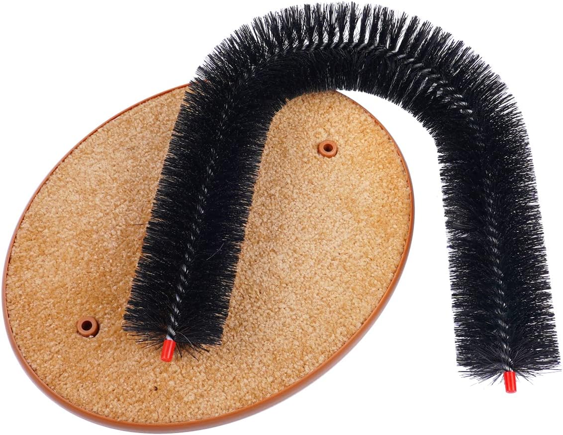 Cat Self Groomer, Scratching Post & Interactive Toys - Arch Scratcher with Brush for Grooming & Shedding, Scratch Pad, and Catnip