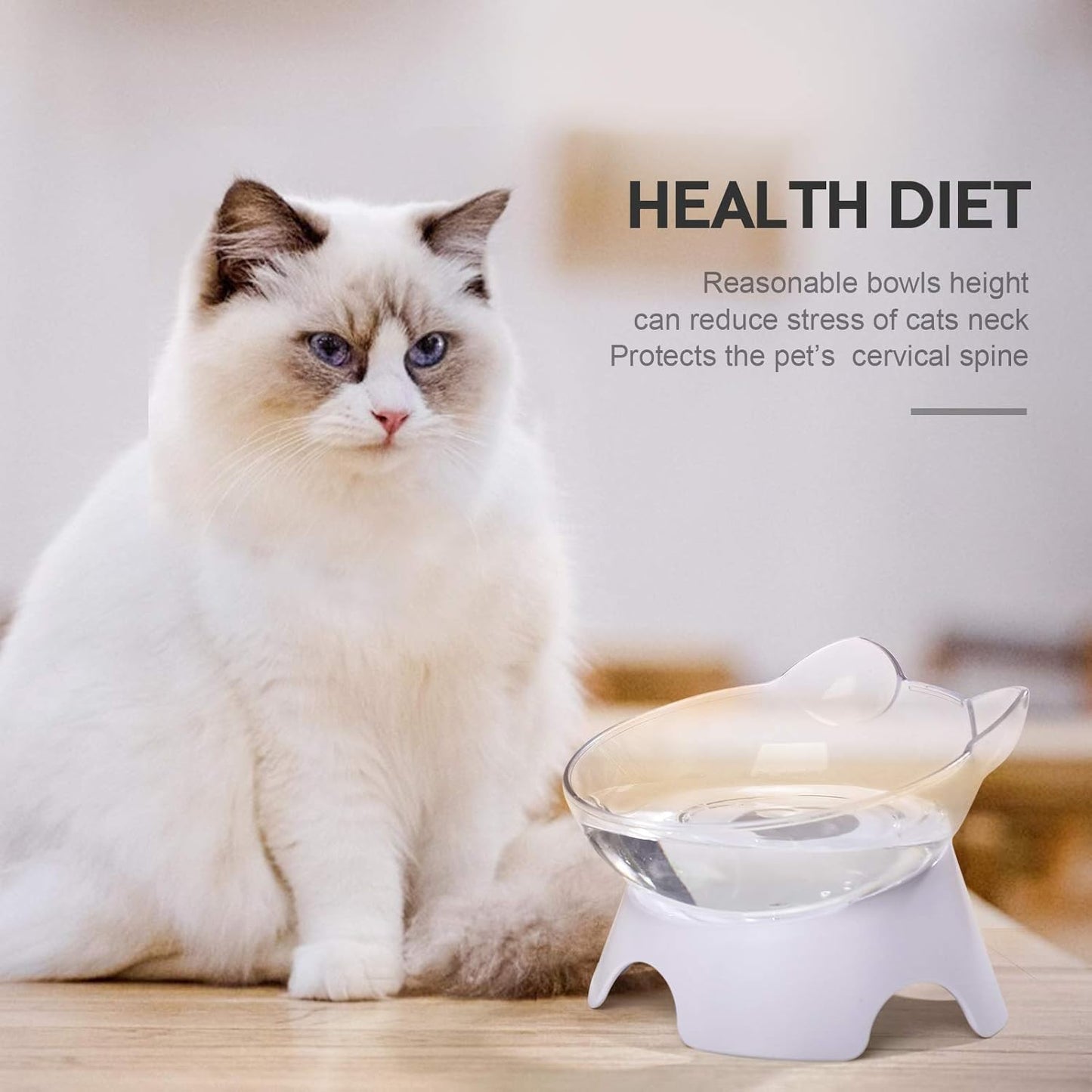 Anti Spill Tilted Cat Food Bowls, Whisker Fatigue Elevated Bowls Set for Cat and Puppy, Pet Bowl Holds About 1 Cup of Pet Food