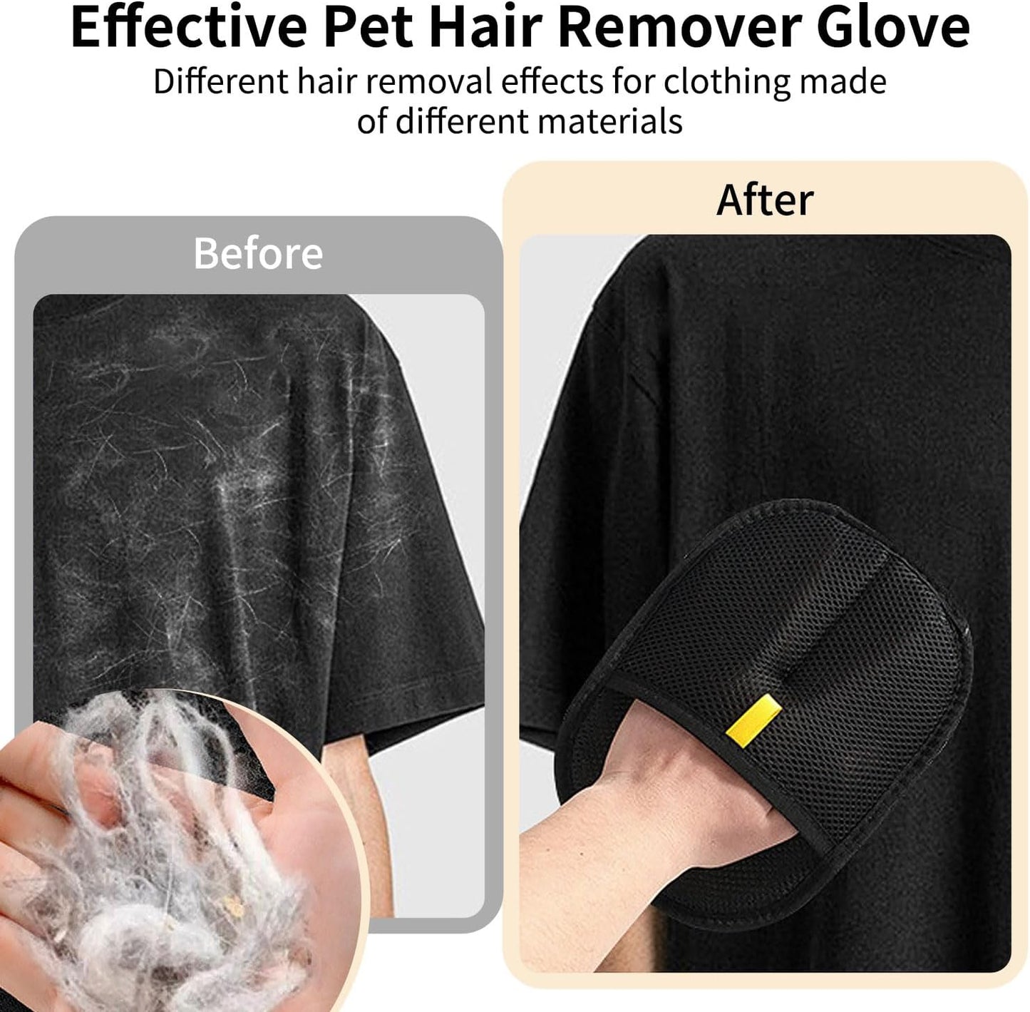 2PCS Double-Sided Pet Hair Remover Gloves, Electrostatic Cat Dog Pet Grooming Gloves, Pet Hair Remover for Carpet Couch Car, Versatile Pet Hair Remover for Washing Deshedding Grooming