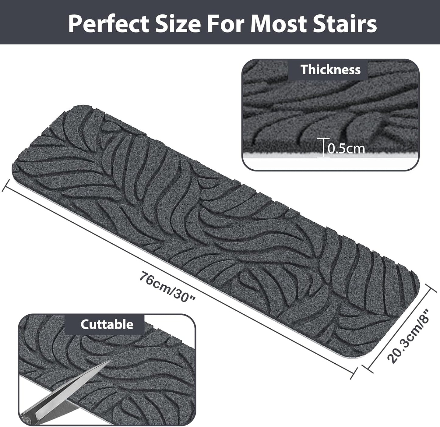 Stair Treads Non Slip for Wooden Steps, 8" X 30" (15-Pack) Stair Runner Carpet Treads Indoor with Reusable Adhesive, Stairslide Carpets Rugs Safety Mats for Elders, Kids & Dogs