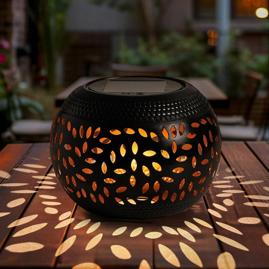 Solar Table Lanterns Outdoor Waterproof LED Lamp Black- Solar Powered Decorative Lantern for Indoor Desk Bedroom Patio Garden Pathway Yard（1 Pack