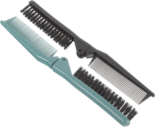 2Pcs Small Double Folding Hair Brush： Hair Styling Salon Brush Comb Folding Comb Double Use Comb for Curly And Straight Hair