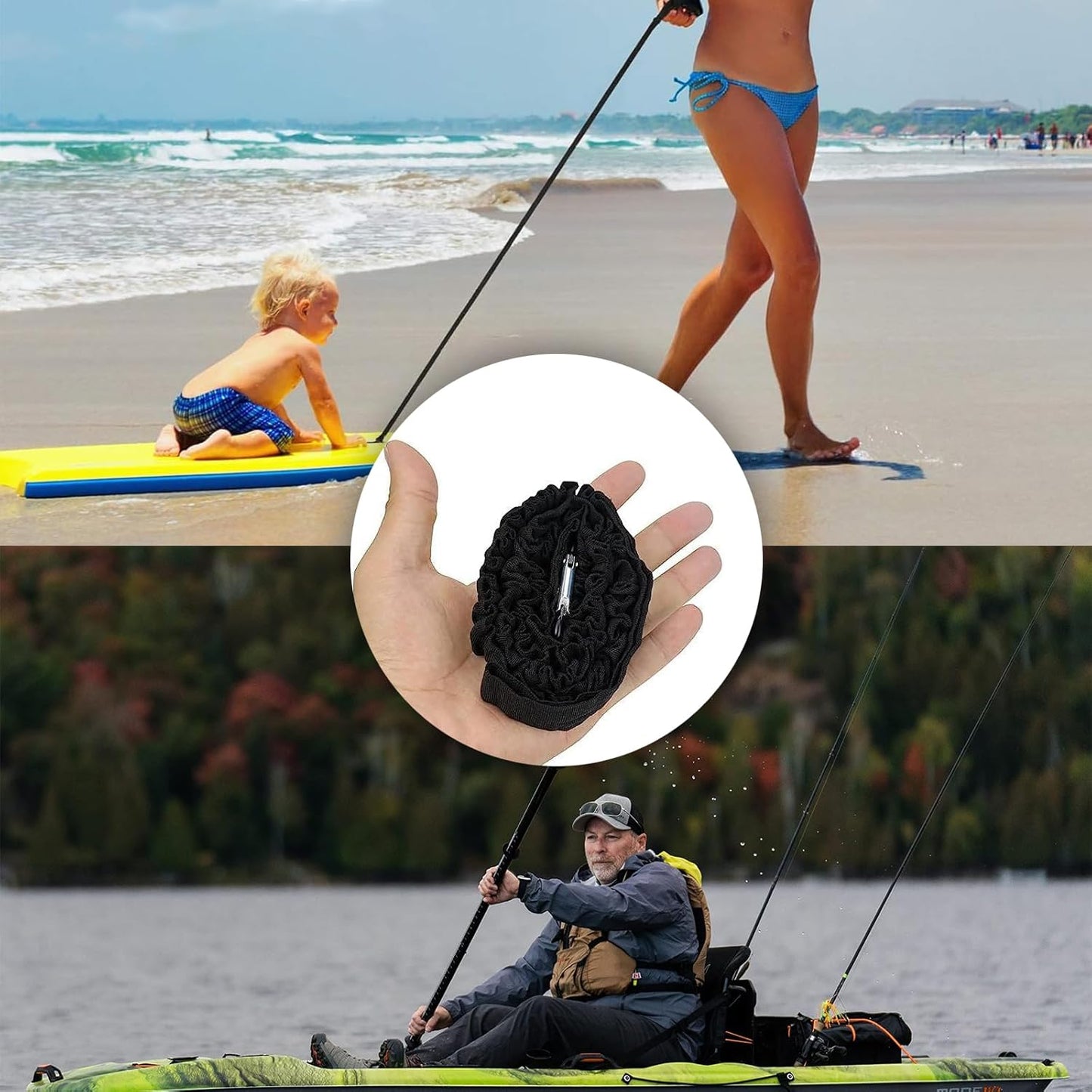 2 Pcs Kayak Paddle Leash, with Carabiner, Kayak Accessories Coiled Lanyard, Lightweight Coiled Kayak Rod Safety Rod Bungee Rod Leashes, for Longboards, Inflatable Paddleboard, Kayak