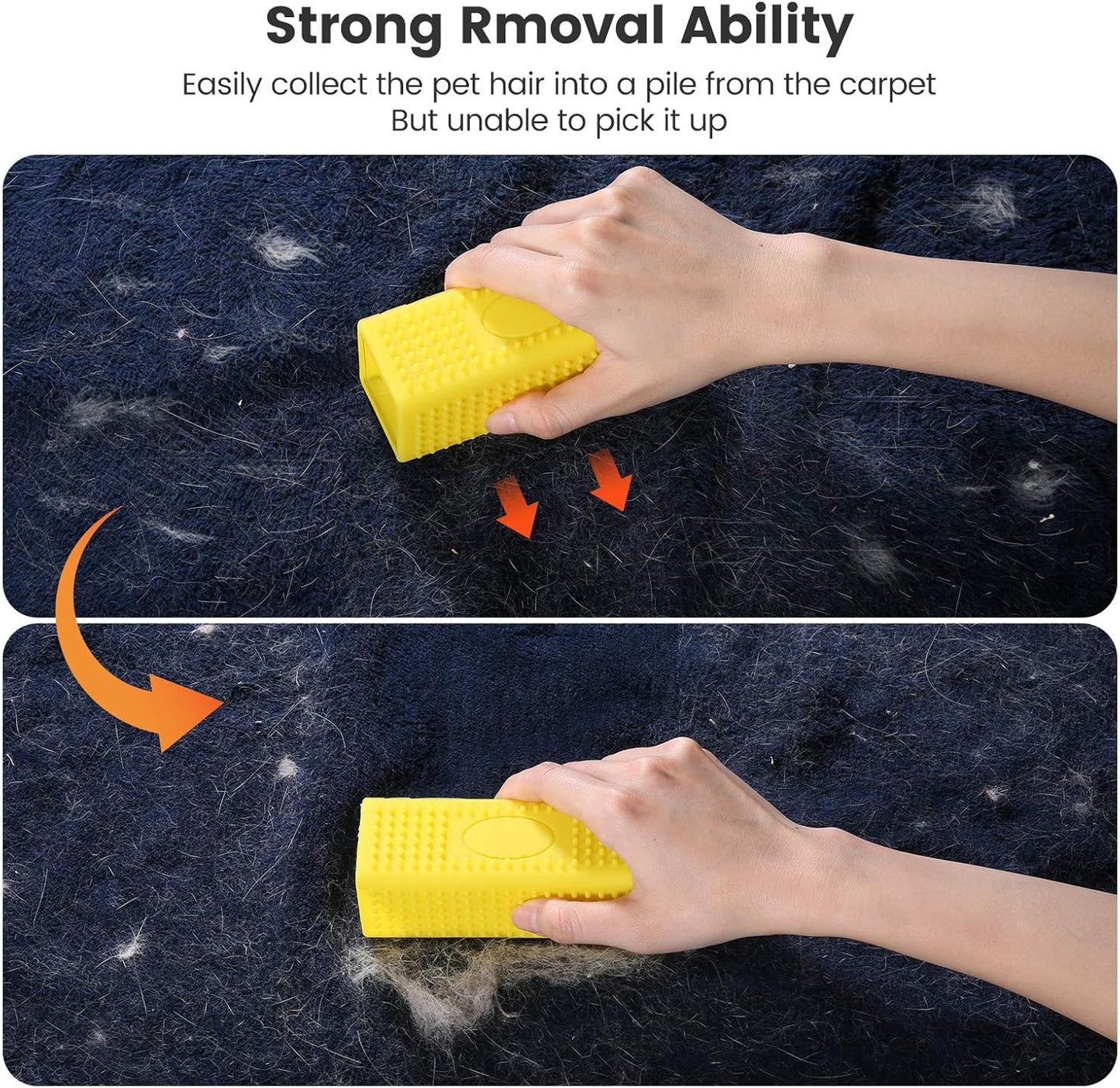 2-Pack Pet Dog Cat Hair Remover for Cars Furniture Carpet Block Roller Sofa Hollow Rubber Cleaner Brush