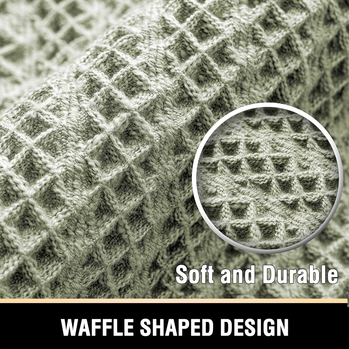 Waffle Bath Mat Super Absorbent Boho Non Slip Rugs for Bathroom Floor Machine Washable Dry Fast with Handmade Tassels, 20" x 32", Sage 32"