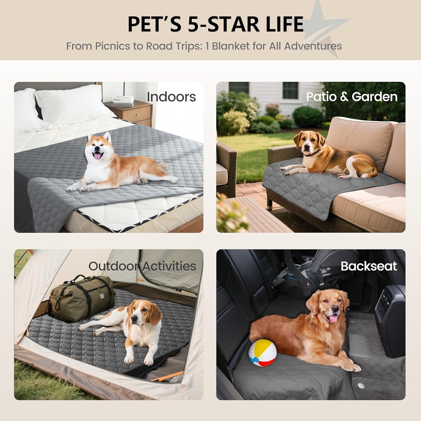3X Stronger Waterproof Pet Blanket, Scratch Proof Furniture Protector for Dogs Cats, Reversible Cover 30x70 Inch, Dark Grey/Light Grey Beige Inch (Pack of 1)