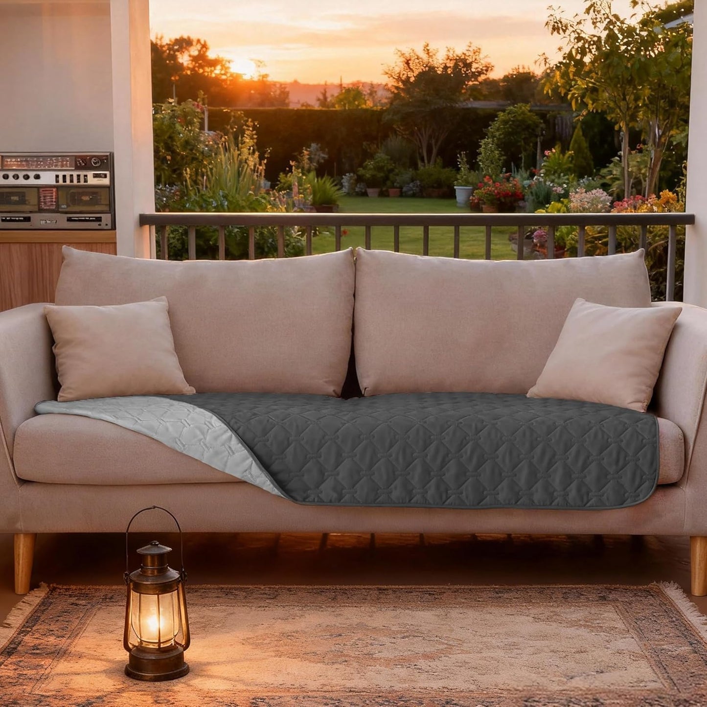 3X Stronger Waterproof Pet Blanket, Scratch Proof Furniture Protector for Dogs Cats, Reversible Cover 30x70 Inch, Dark Grey/Light Grey Beige Inch (Pack of 1)