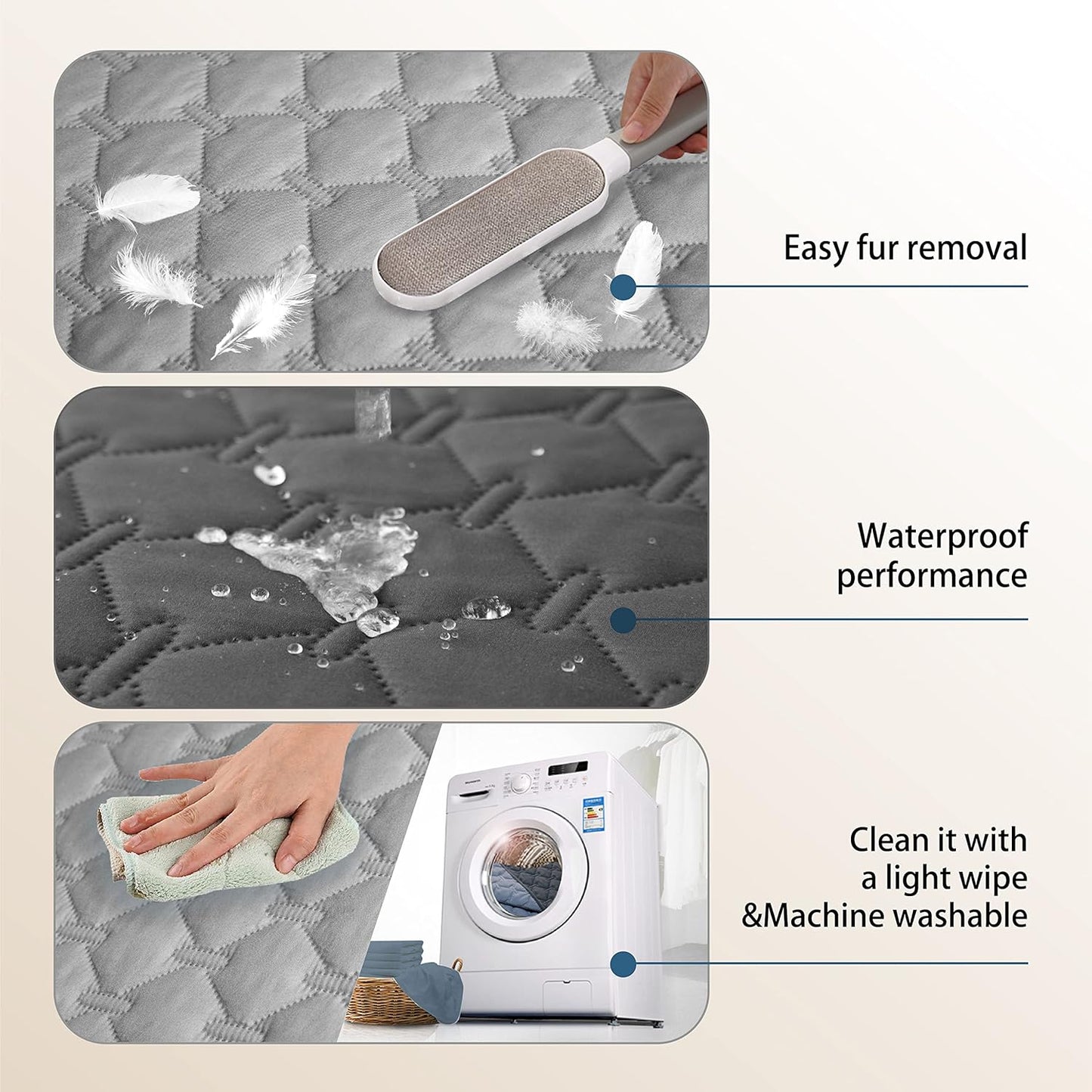 3X Stronger Waterproof Pet Blanket, Scratch Proof Furniture Protector for Dogs Cats, Reversible Cover 30x70 Inch, Dark Grey/Light Grey Beige Inch (Pack of 1)