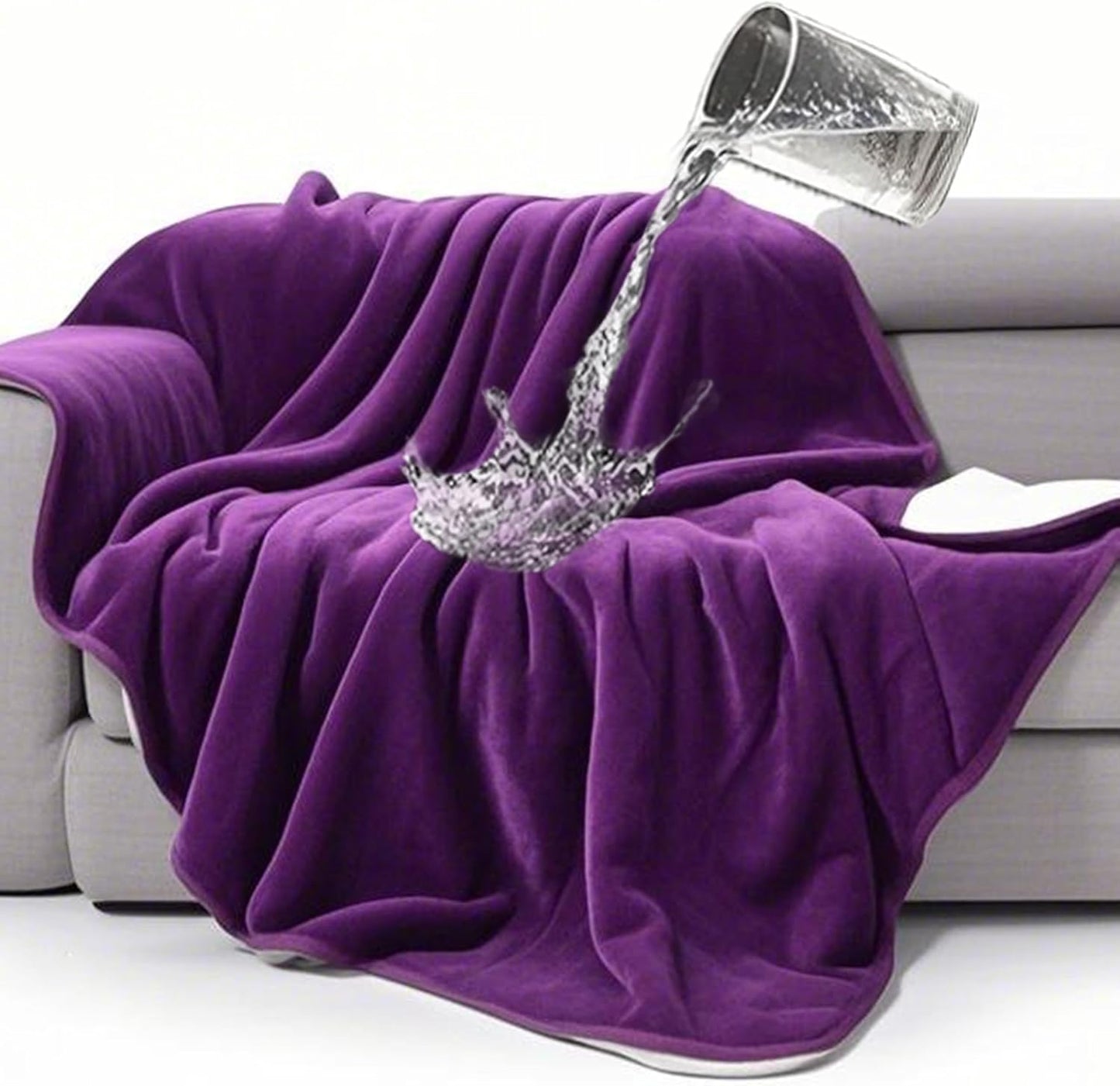 Waterproof Bed Blanket, Reversible Sherpa Fleece Throw Blanket for Dog Puppy Cat, Furniture Cover Protects Couch Sofa from Liquid Pee and Pet Fur (Dark Purple, 50x60 inches) Dark Purple inches