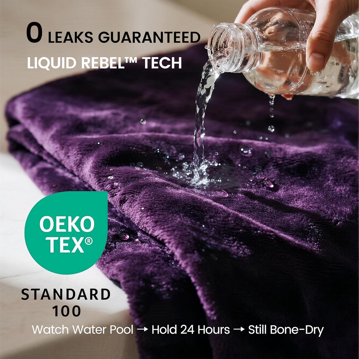Waterproof Bed Blanket, Reversible Sherpa Fleece Throw Blanket for Dog Puppy Cat, Furniture Cover Protects Couch Sofa from Liquid Pee and Pet Fur (Dark Purple, 50x60 inches) Dark Purple inches